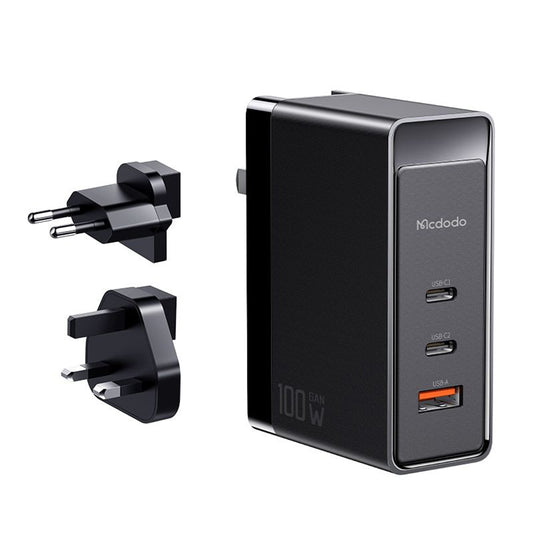 McDodo CH-8101 Pro Nuc AR Power Travel Nätverksladdare, 100W, 5A, 1 x USB-A - 2 x USB-C, Svart