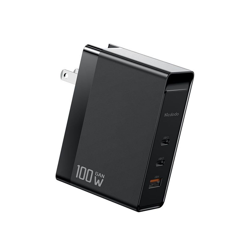 McDodo CH-8101 Pro Nuc AR Power Travel Nätverksladdare, 100W, 5A, 1 x USB-A - 2 x USB-C, Svart