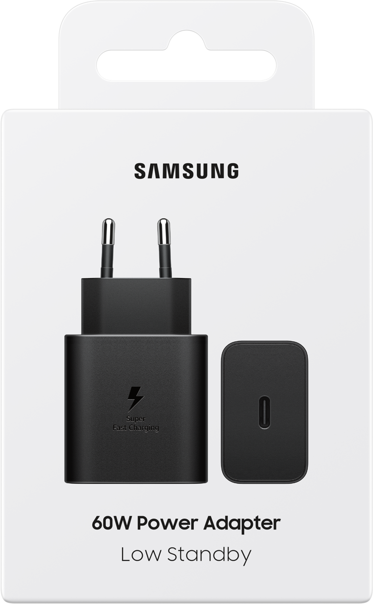 Samsung Nätverksladdare, 60W, 3A, 1 x USB-C, Svart EP-T6010NBEGWW