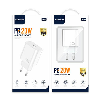 Nätverksladdare Sendem OG73, 20W, 3A, 1 x USB-C, Vit