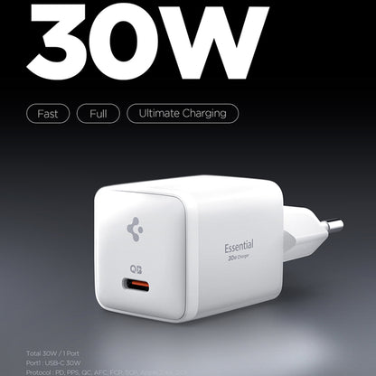 Spigen EE301EU Essential Nätverksladdare, 30W, 3A, 1 x USB-C, Vit KF2363556
