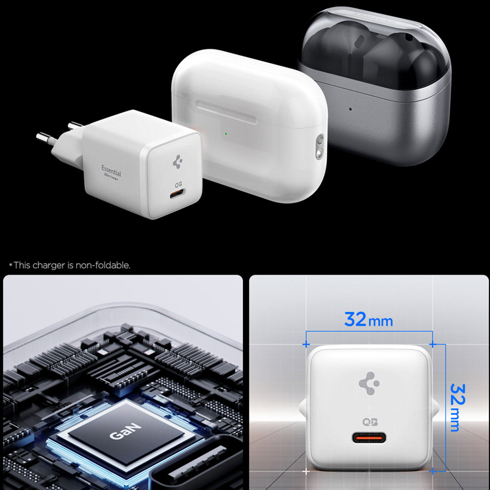 Spigen EE301EU Essential Nätverksladdare, 30W, 3A, 1 x USB-C, Vit KF2363556
