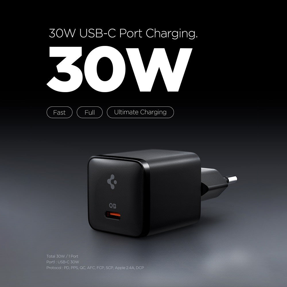Nätadapter Spigen EE301EU Essential, 30W, 3A, 1 x USB-C, Svart ACH09493