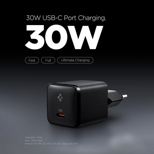 Nätadapter Spigen EE301EU Essential, 30W, 3A, 1 x USB-C, Svart ACH09493