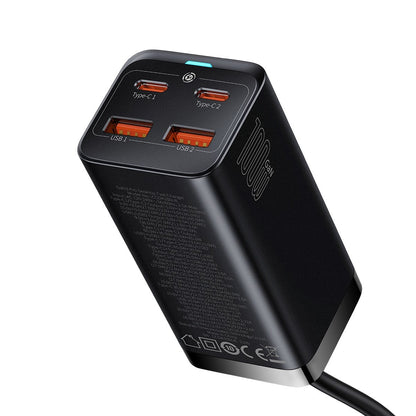 Baseus GaN3 Pro laddningsstation, 100W, 5A, 2 x USB-A - 2 x USB-C, Svart CCGP000101