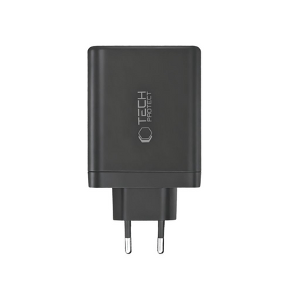 Nätverksladdare Tech-Protect NC120W-GAN, 120W, 5A, 1 x USB-A - 3 x USB-C, Svart