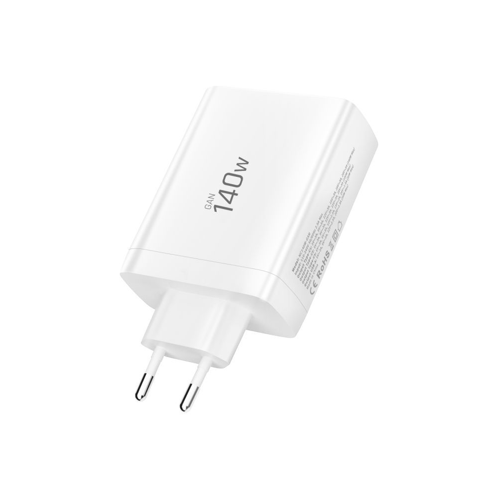 Nätverksladdare Tech-Protect NC140W-GAN, 140W, 5A, 1 x USB-A - 3 x USB-C, Vit