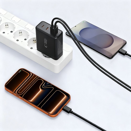 Nätverksladdare Tech-Protect NC140W-GAN, 140W, 5A, 1 x USB-A - 3 x USB-C, Svart