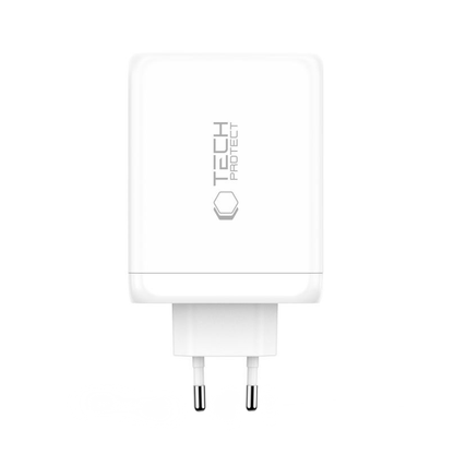 Nätverksladdare Tech-Protect NC200W-GAN, 200W, 5A, 1 x USB-A - 3 x USB-C, Vit