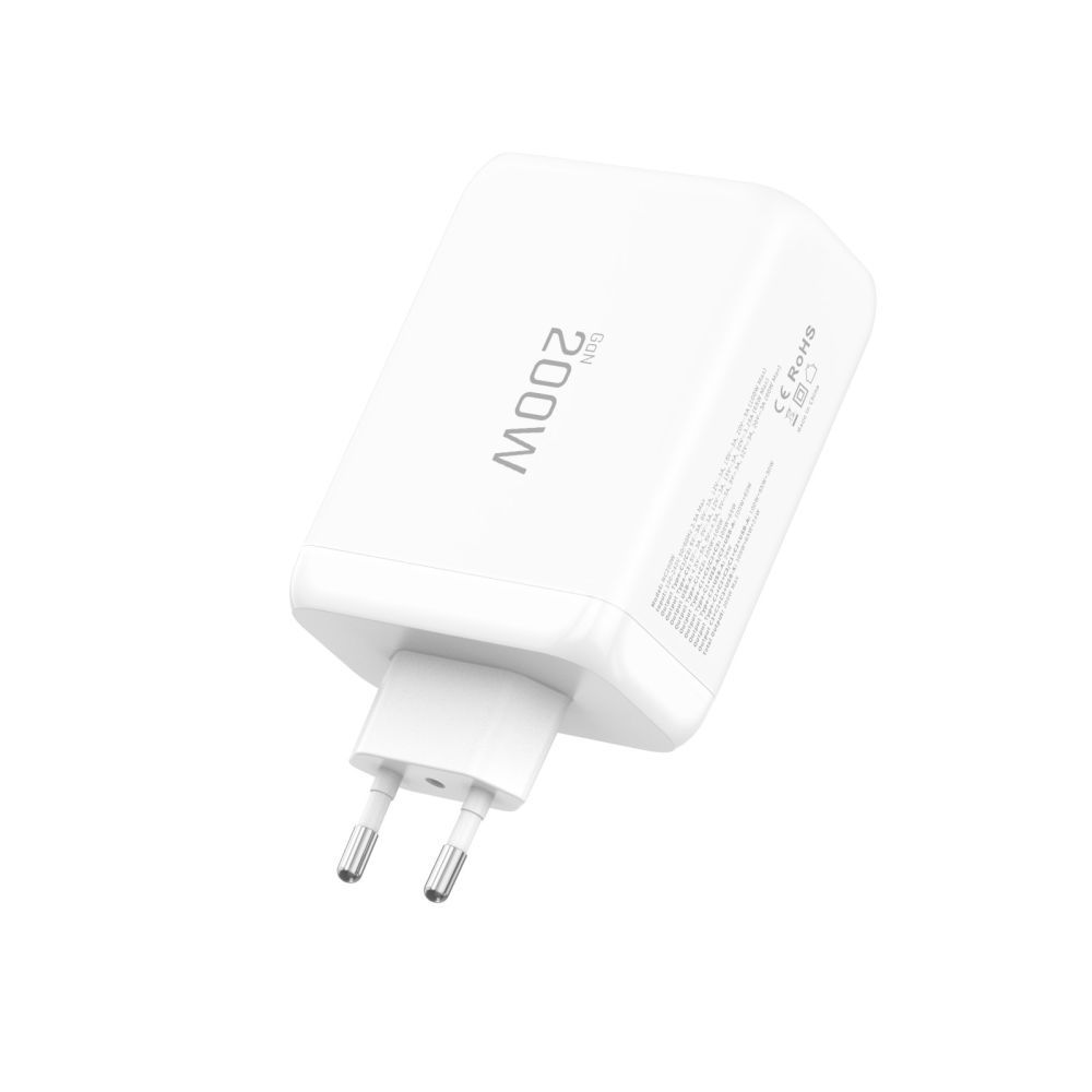 Nätverksladdare Tech-Protect NC200W-GAN, 200W, 5A, 1 x USB-A - 3 x USB-C, Vit