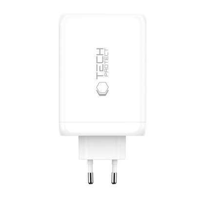 Nätverksladdare Tech-Protect NC240W-GAN, 240W, 5A, 1 x USB-A - 3 x USB-C, Vit