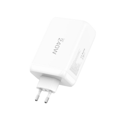 Nätverksladdare Tech-Protect NC240W-GAN, 240W, 5A, 1 x USB-A - 3 x USB-C, Vit