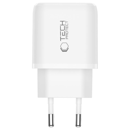 Nätverksladdare Tech-Protect NCA45W, 45W, 3A, 1 x USB-A - 1 x USB-C, Vit