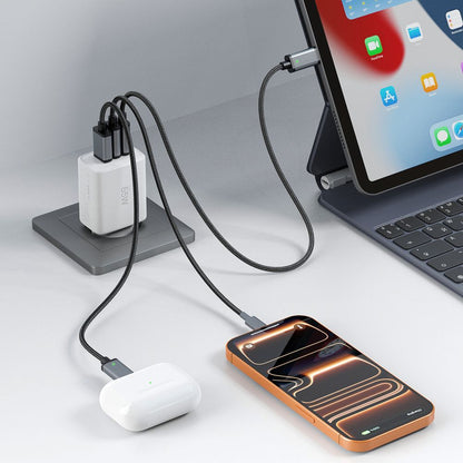 Nätverksladdare Tech-Protect NCA65W, 65W, 3A, 1 x USB-A - 2 x USB-C, Vit