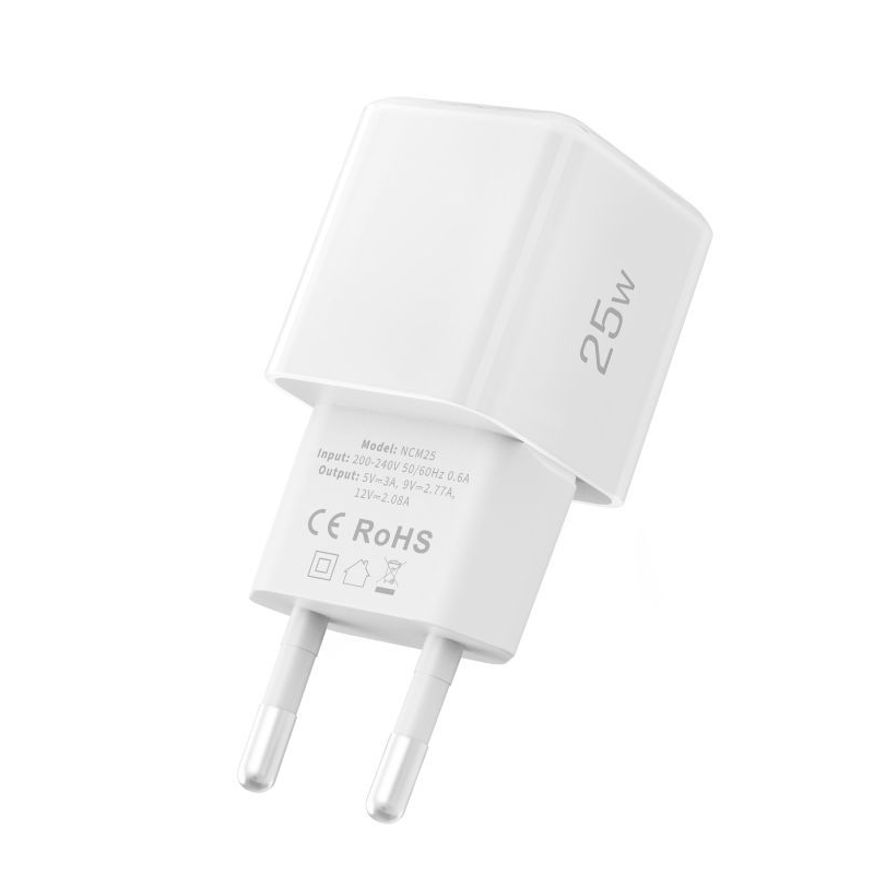 Nätadapter Tech-Protect NCM25, 25W, 3A, 1 x USB-C, Vit