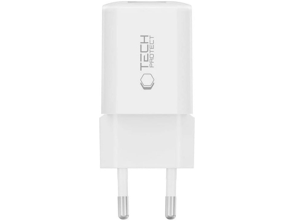 Nätverksladdare Tech-Protect NCM33W, 33W, 3A, 1 x USB-A - 1 x USB-C, Vit