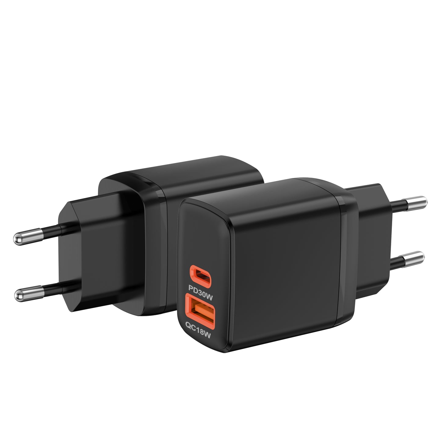 Nätverksladdare Techsuit CH1 Duonix, 30W, 3A, 1 x USB-A - 1 x USB-C, Svart