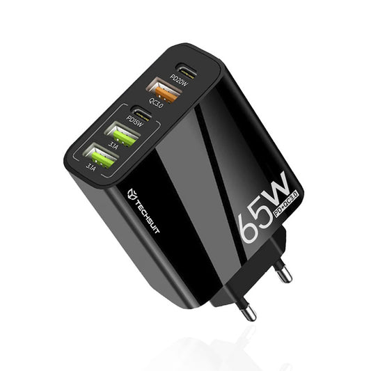 Nätverksladdare Techsuit CHC2 PentaXPower, 20W, 3A, 3 x USB-A - 2 x USB-C, Svart
