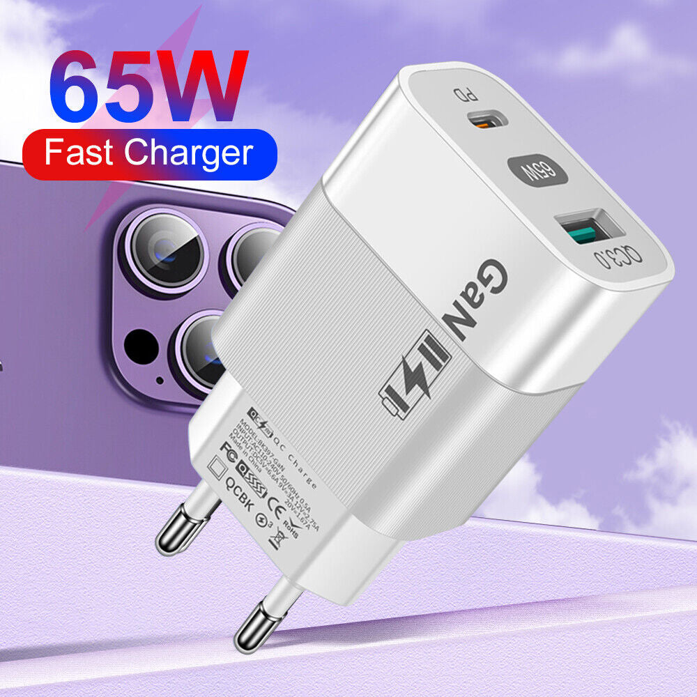 Techsuit CHPD131 Network Charger, 65W, 3.25A, 1 x USB-A - 1 x USB-C, White