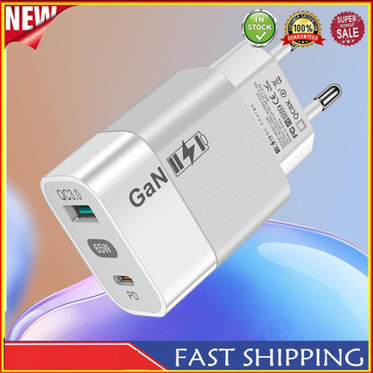 Techsuit CHPD131 Network Charger, 65W, 3.25A, 1 x USB-A - 1 x USB-C, White