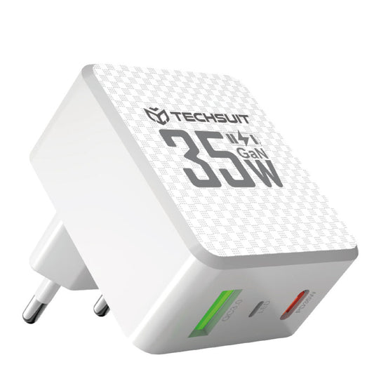 Techsuit CHPD173 Tiny Network Charger, 35W, 3A, 1 x USB-A - 1 x USB-C, White