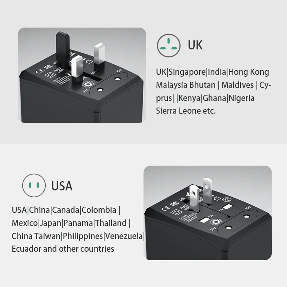 Nätadapter Techsuit HHT904-B3 Travel, 30W, 3A, 3 x USB-A - 1 x USB-C, Svart
