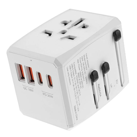 Nätverksladdare Techsuit HHT904-W2 Travel, 20W, 3A, 2 x USB-A - 2 x USB-C, Vit