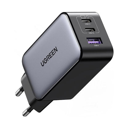 Nätadapter UGREEN CD244 (10335), 65W, 3A, 1 x USB-A - 2 x USB-C, Grå