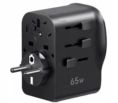 Nätadapter UGREEN Travel S550 (55001), 65W, 3,25A, 1 x USB-A - 2 x USB-C, Svart