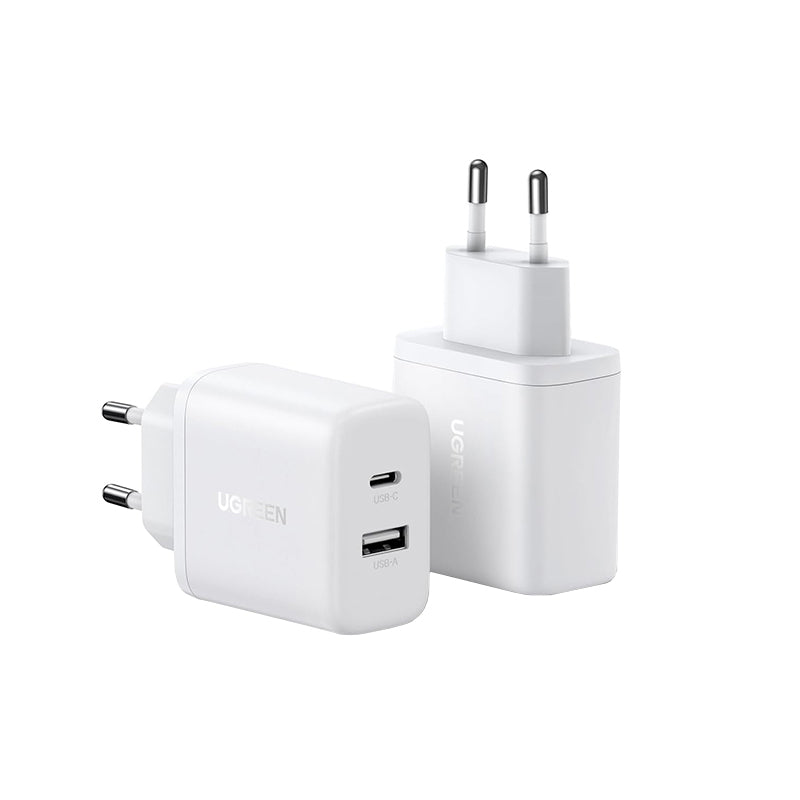 UGREEN X227 Nätverksladdare, 20W, 3A, 1 x USB-A - 1 x USB-C, Vit