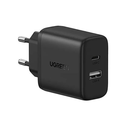 UGREEN X227 Nätverksladdare, 20W, 3A, 1 x USB-A - 1 x USB-C, Svart