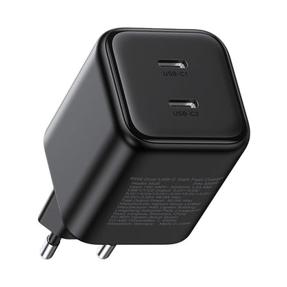 Nätadapter UGREEN X526 (65058), 45W, 3A, 2 x USB-C, Svart