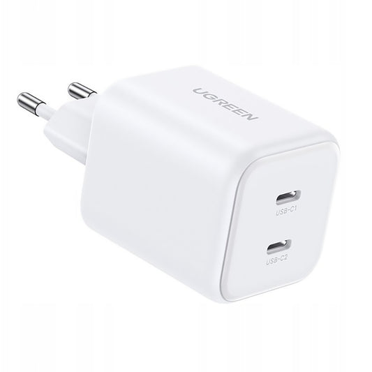 Nätadapter UGREEN X526 (65154), 45W, 3A, 2 x USB-C, Vit