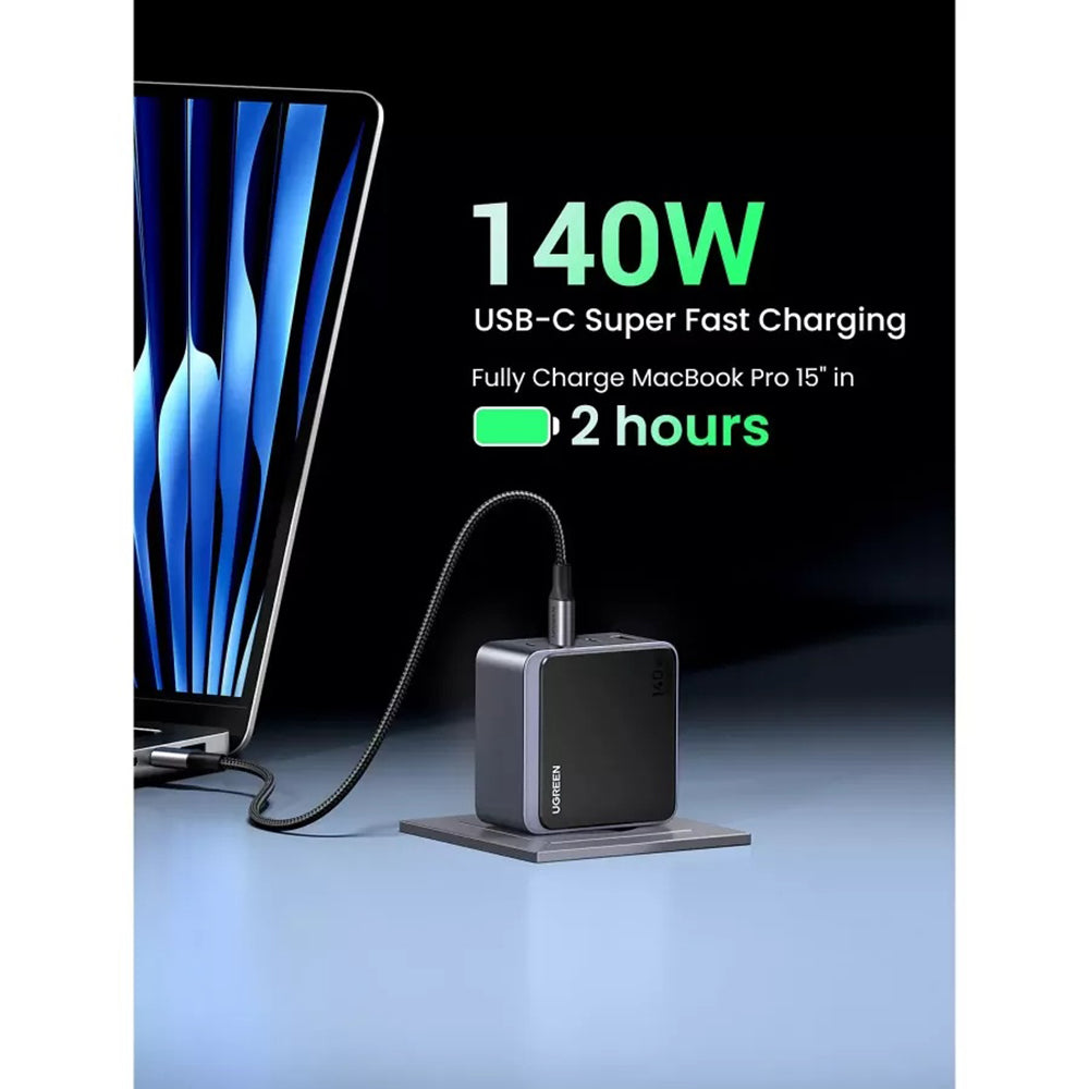 UGREEN X570 Nexode S Network Charger, 140W, 5A, 1 x USB-A - 3 x USB-C, Gray