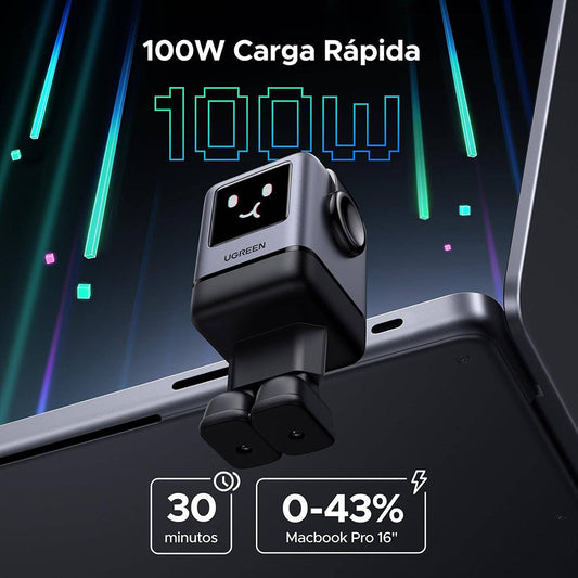 UGREEN X688 Uno Nätverksladdare, 100W, 5A, 1 x USB-A - 3 x USB-C, Svart