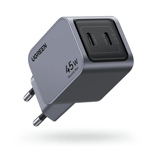 Nätverksladdare UGREEN X707 Nexode Pro, 45W, 3A, 2 x USB-C, Grå 