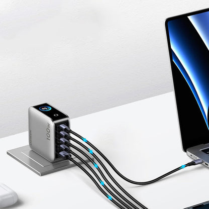 Nätadapter UGREEN X773 (65620B), 100W, 1 x USB-A - 4 x USB-C, Grå