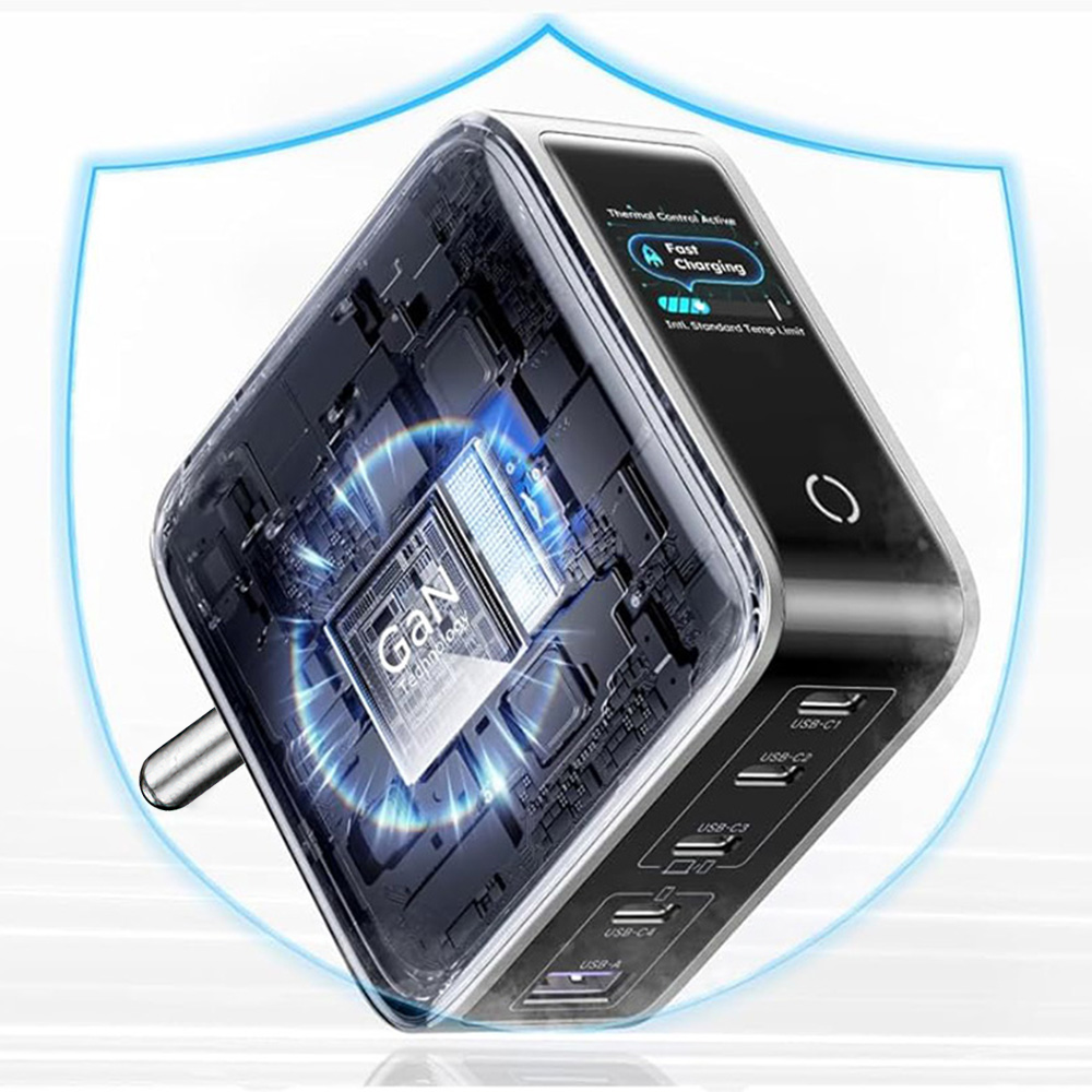 Nätadapter UGREEN X773 (65620B), 100W, 1 x USB-A - 4 x USB-C, Grå