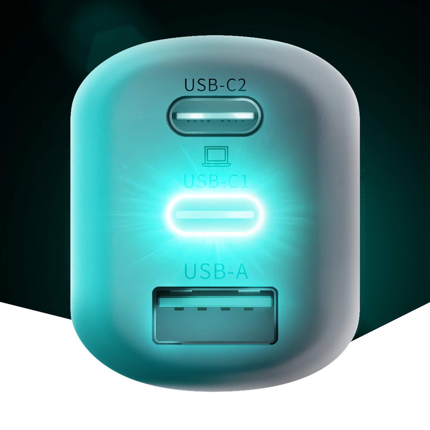 Nätadapter 3MK HyperCharger, 65W, 5A, 1 x USB-A - 2 x USB-C, Vit