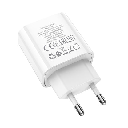 Nätadapter BLUE Power BC80A, 20W, 3A, 1 x USB-A - 1 x USB-C, Vit