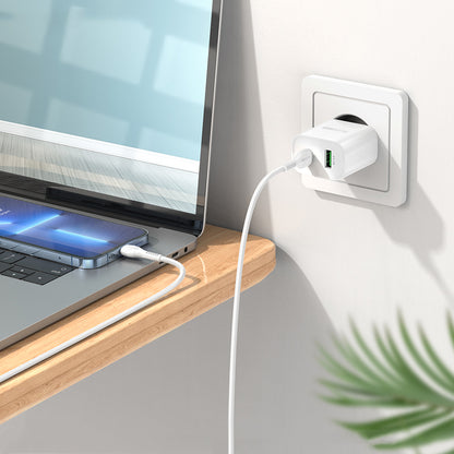 Nätadapter BLUE Power BC80A, 20W, 3A, 1 x USB-A - 1 x USB-C, Vit
