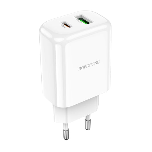 Nätverksladdare Borofone BBN4 Potential, 20W, 3A, 1 x USB-A - 1 x USB-C, Vit