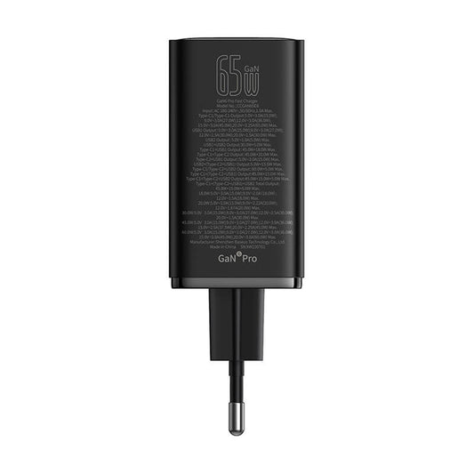 USB-C nätverksladdare Baseus GaN 6 Pro, 65W, 3,25A, 2 x USB-A - 2 x USB-C, svart P10162701113113-00