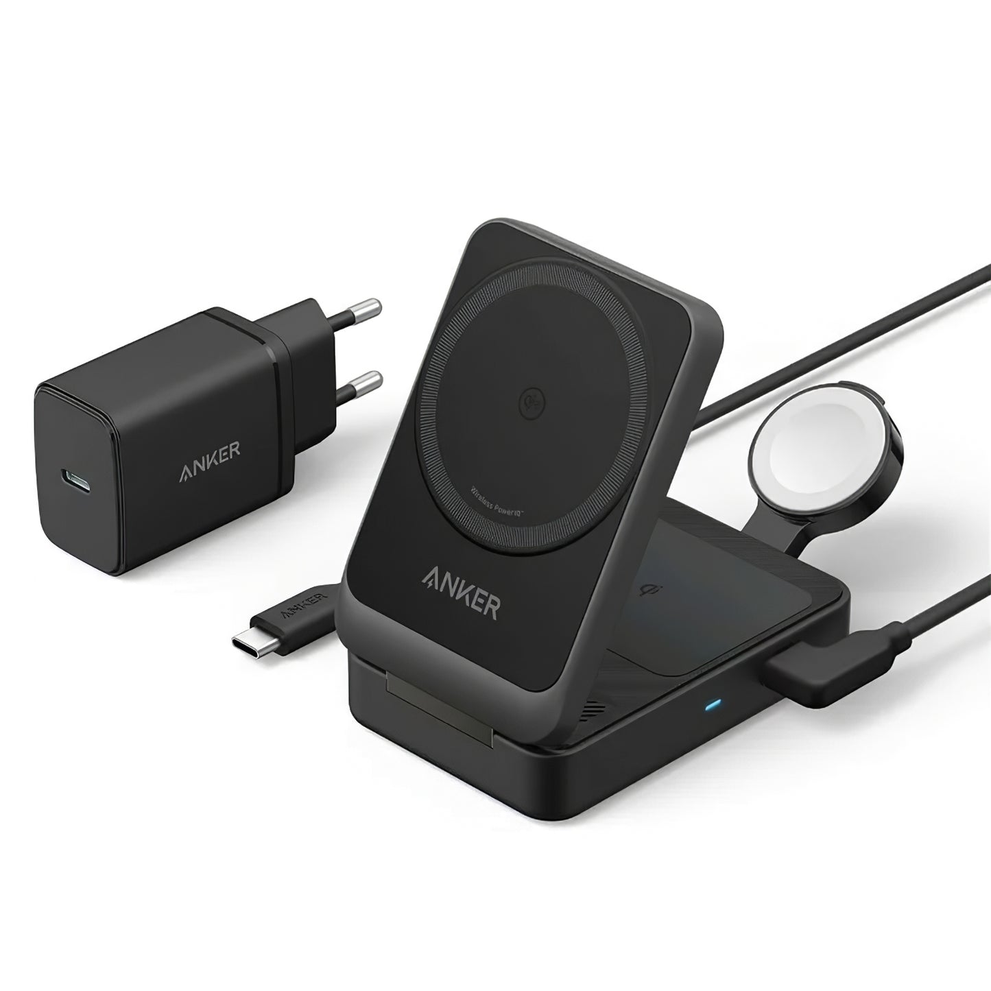 Anker MagGo 3in1 trådlös nätverksladdare, 15W, 1.67A, Svart B2557311
