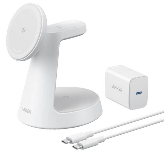 Anker MagGo 3in1 trådlös nätadapter, 15W, 1,67A, vit B25M4G21