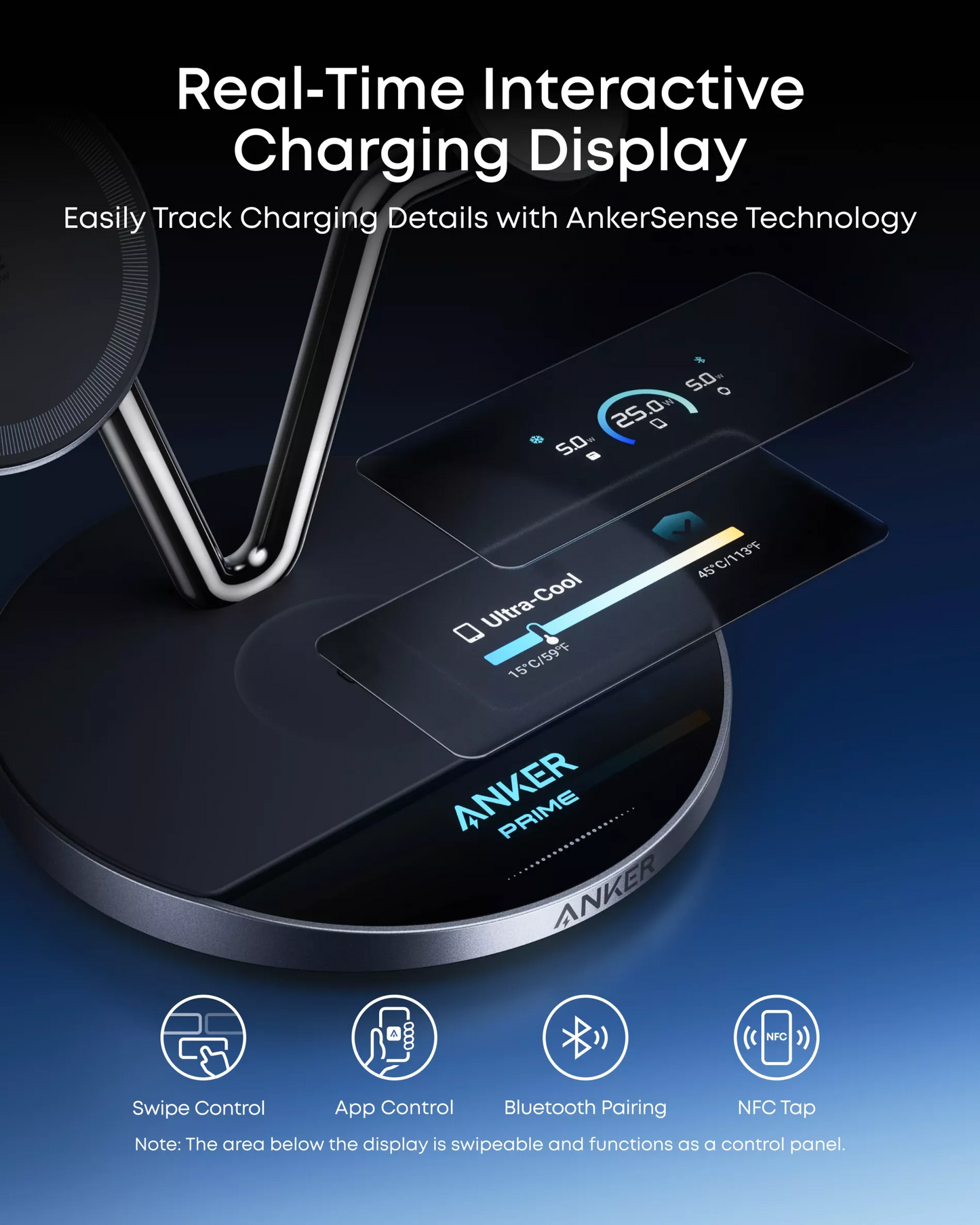 Trådlös nätverksladdare Anker Prime MagGo AirCool 3in1, 25W, Svart B25X7G11
