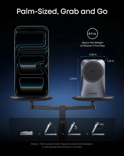 Anker Prime MagGo 3in1 trådlös nätadapter, 25W, svart A25N1