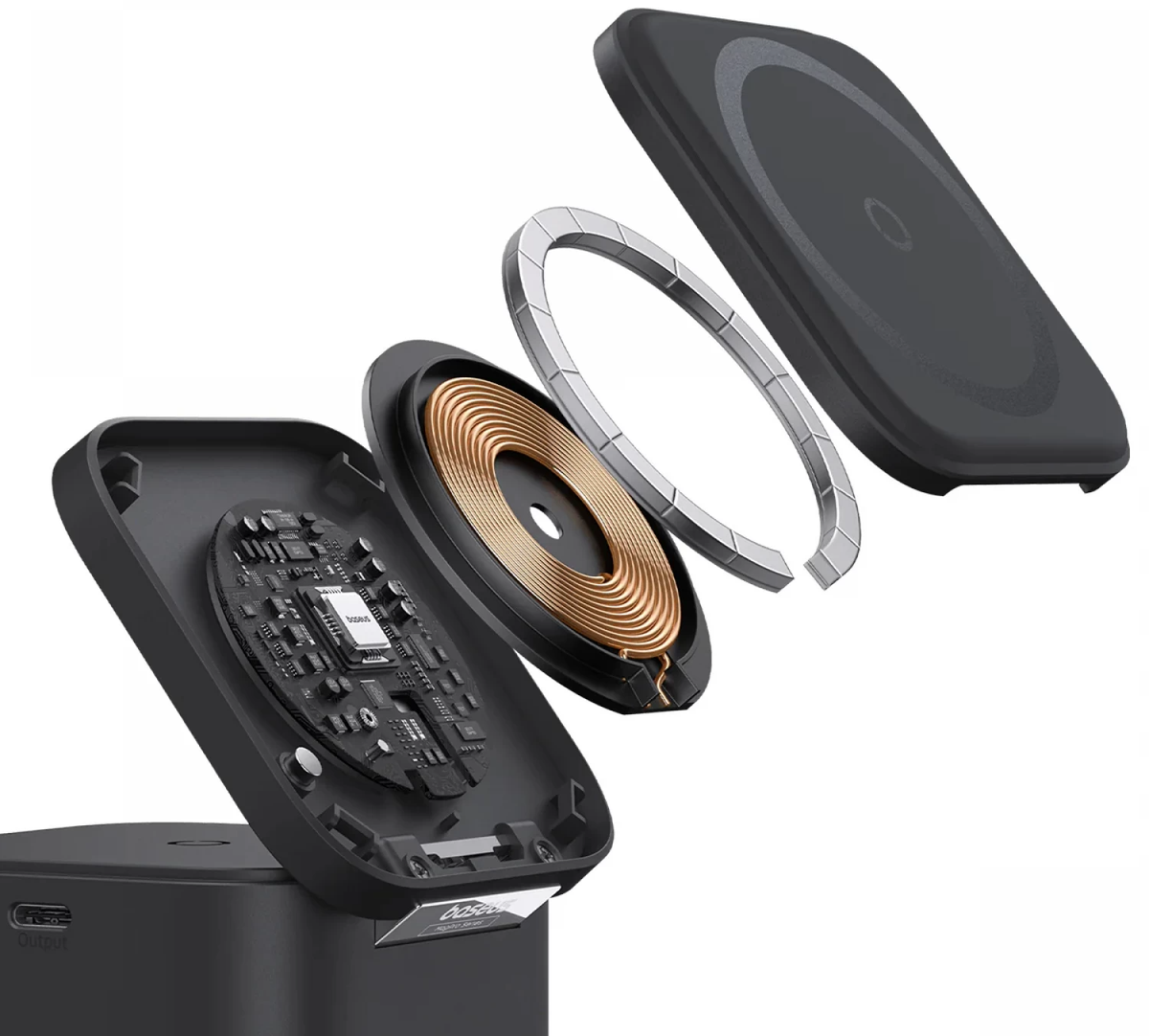 Baseus MagPro 3-i-1 trådlös USB-C-nätladdare, 25 W, 1 x USB-C, svart P10264100123-01