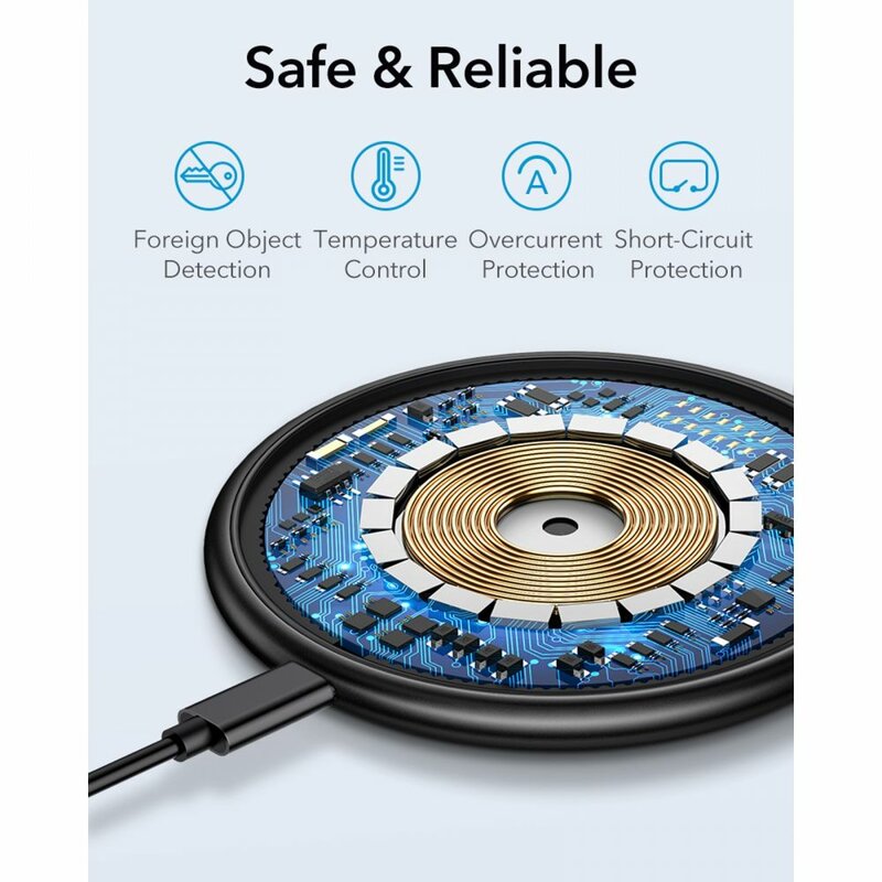 Trådlös nätverksladdare ESR Halolock, 10W, 1.1A, Blå