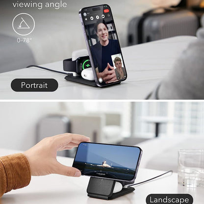 Trådlös nätverksladdare ESR Travel 3in1, 15W, 1.67A, Vit